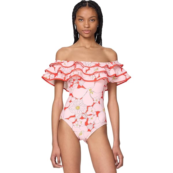 kate spade new york Women's Solids Shirred Front One Piece, Pink