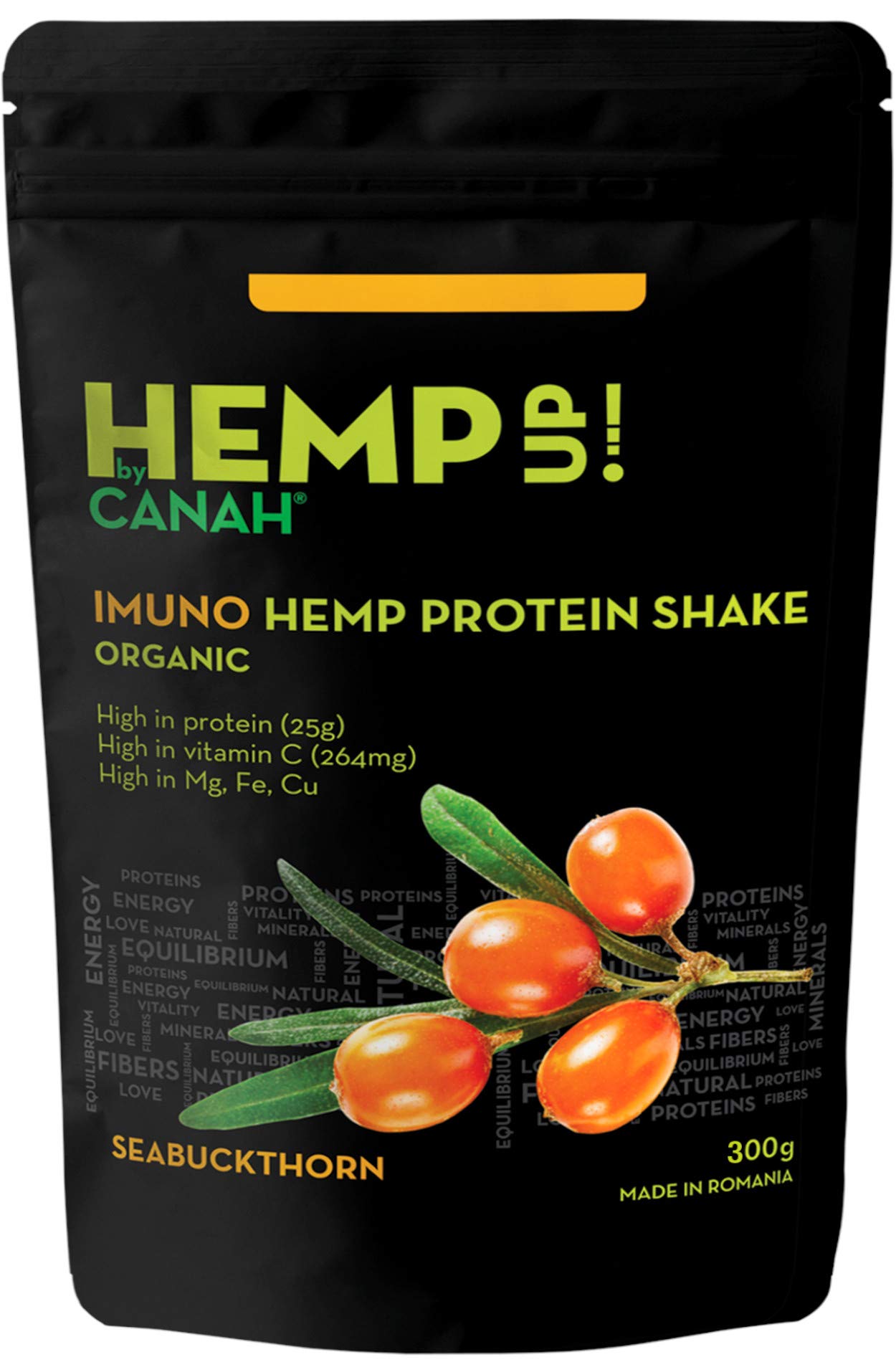 Canah Hemp Up Organic Protein Shake Powder – Muscle gain Supplement & Boost up Immune System, Gluten Free, Energy Booster for Body Building & to Build Stamina, Healthy Hemp Powder (Seabuckthorn)