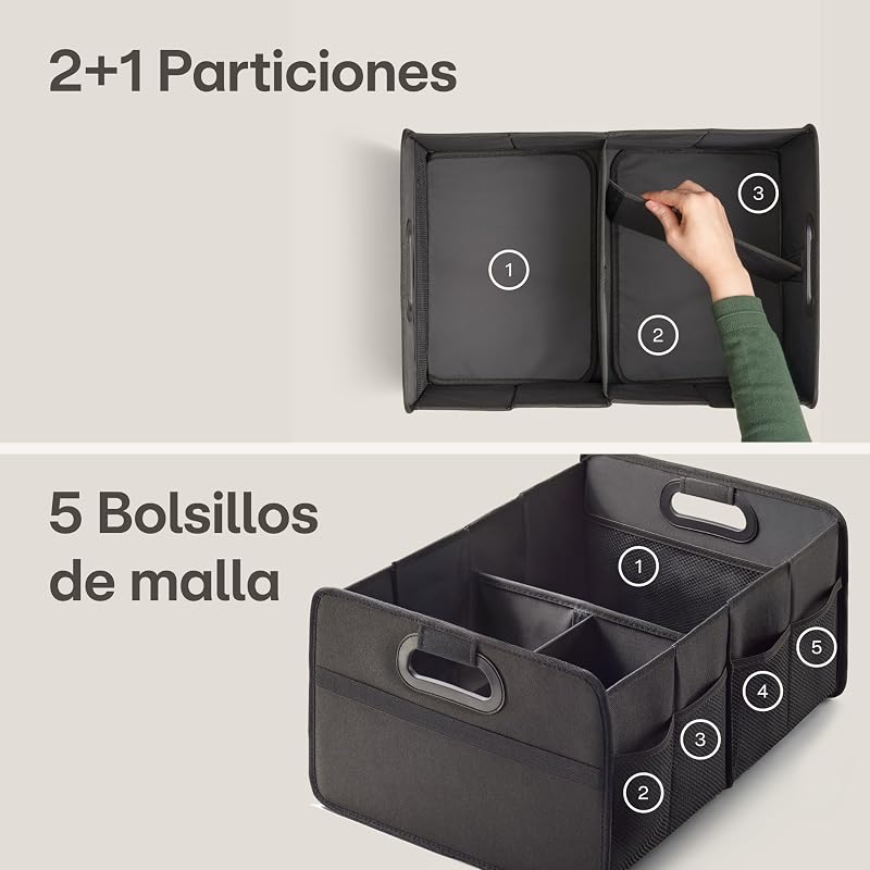 Organizador Maletero Plegable 40 L – Caja para Maletero de Coche