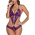 Avidlove Women Deep V Lingerie Lace Teddy One Piece Babydoll Mini Bodysuit
