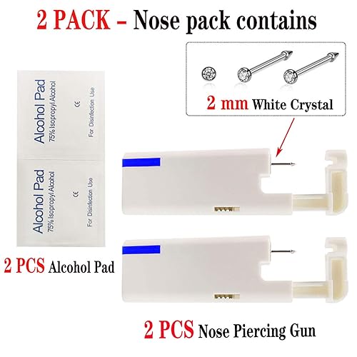 Nose Piercing Kit, Safe Sterile Self Nose Piercing Gun, Upgraded