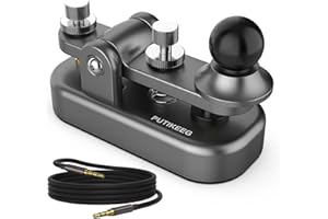 PUTIKEEG Mini Morse Radio Key CW HAM Send Telegram Double Paddle Morse Code Key with Aluminum Alloy Body Base Grey(S)