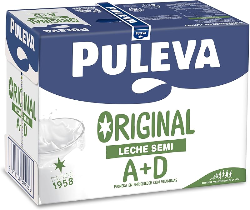 Leite meio gordo puleva pacote a+d 6 x 1l
