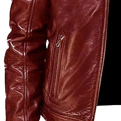SWJGLITTR Men Slim Fit Motorcyle Leather Jacket