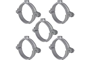 HIGHCRAFT HINGG-114-5 Industrial Decor Hinged Split Ring Pipe Hanger 1-1/4 in. Galvanized Iron, with 3/8 in. Rod Fitting, Vintage Mounting Bracket for Tubing, Shower Curtain, Tiki Torch (5 Pack)