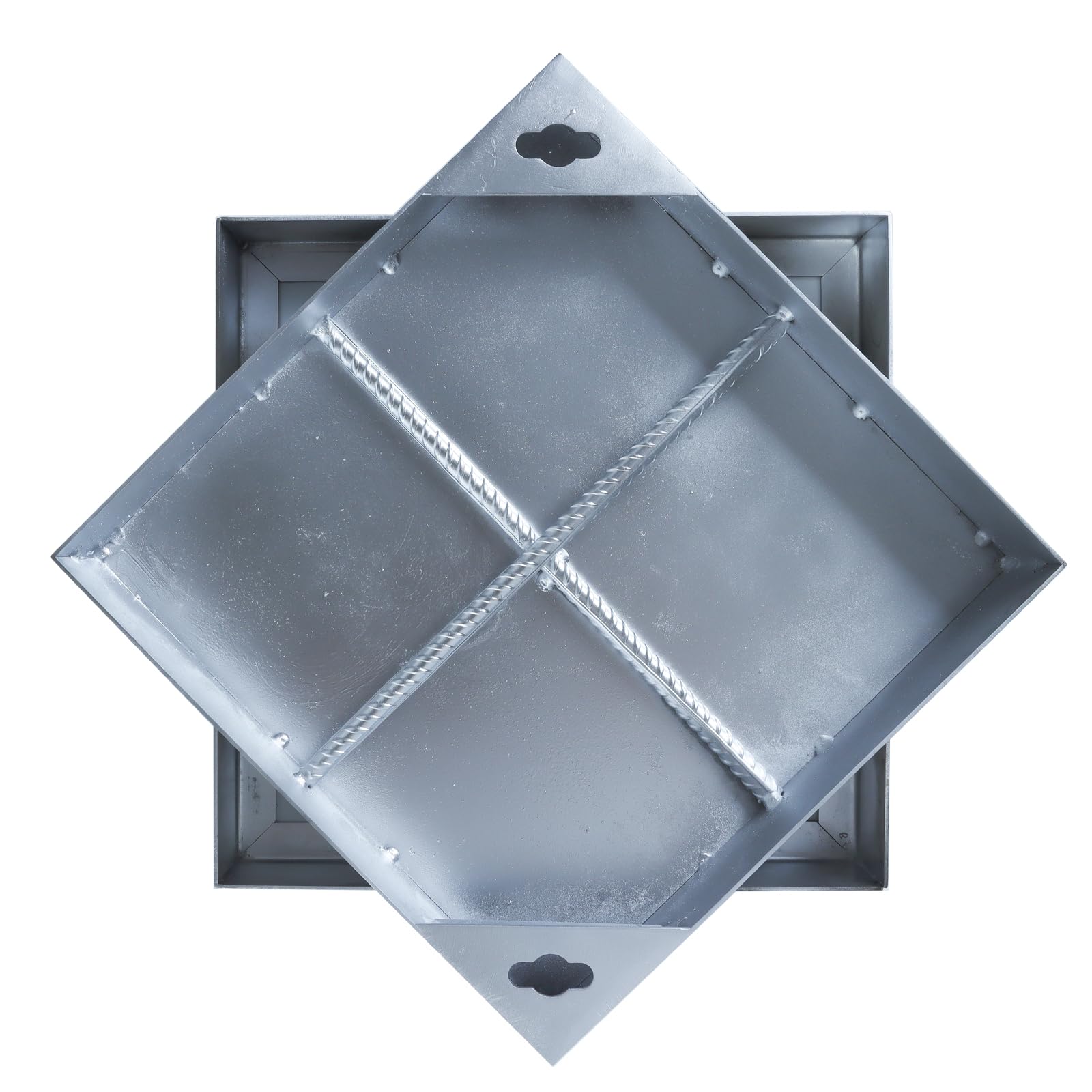 Photo 1 of 16 * 16in Stainless Steel Manhole Cover & Frame, Heavy Duty Recessed Square Septic Tank Lid with Base, Invisible Flush-Fit Design for Yard, Driveway, Pavement, Resistant Metal Inspection Cover