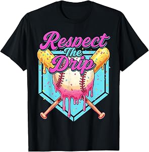 Baseball Drip Boys Home Plate Youth Sports Respect The Drip T-Shirt