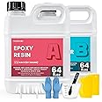 NASUBI Epoxy Resin 1 Gallon Kit - Table Top Epoxy Resin for River Table, Wood, Coating, Bar Top, Casting, Jewelry, Crystal Clear Gloss, Bubble Free, NO Odor, and UV Resistant Epoxy Countertop Kit