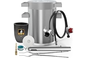 GongYi 8KG Propane Melting Furnace Kits with Crucible Tongs, Stainless Steel Foundry Klin Smelting Aluminum Silver Gold Metal Recycle Smelting Forge Casting Tool