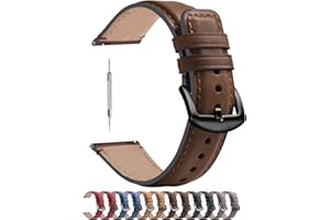 Fullmosa Leather Watch Band 22mm 20mm 18mm, Watch Strap Compatible with Samsung Garmin Fossil Replacement Bands for Men and W