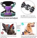 HEELE Dog Harness No Pull Large Reflective Front Back Leash Attachments Purple L view 4