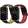 kwmobile Straps Compatible with Xiaomi Mi Band 7 Pro Straps - 2x Replacement Silicone Watch Bands - Black/Dark Green