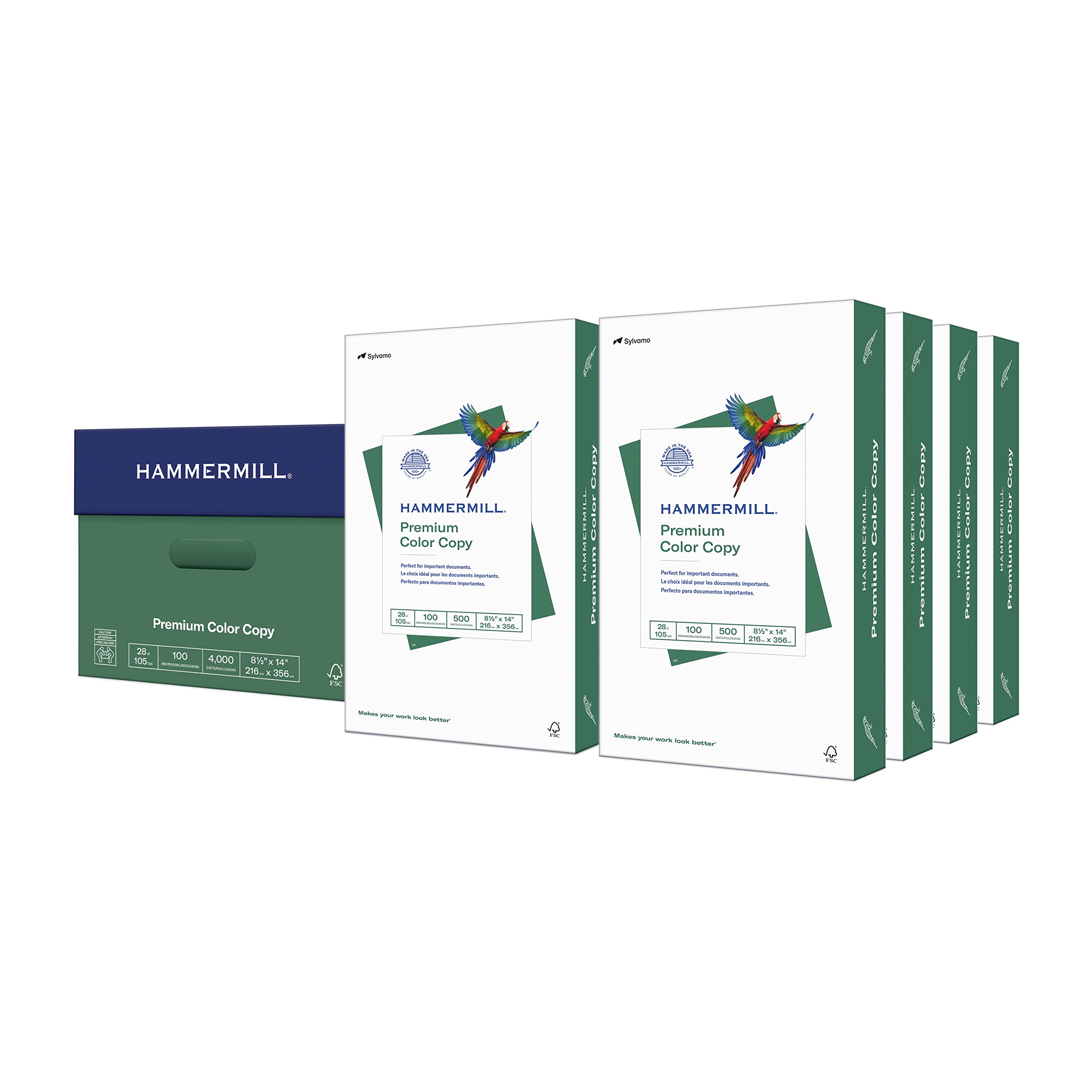 Photo 1 of Hammermill Printer Paper, Premium Color 28 lb Copy Paper, 8.5 x 14 - 100 Bright, Made in the USA, 102475 - 8 Ream (4,000 Sheets)