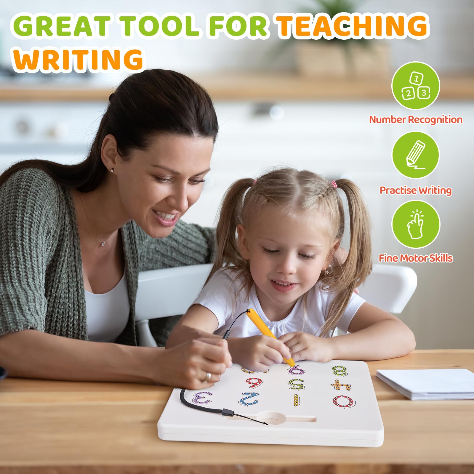 GAMENOTE Magnetic Number Tracing Board, 2 in 1 Double Sided Numbers 1-20 Writing Board for Toddlers & Kids, Preschool Handwriting Learning Toys, Educational Math Manipulatives