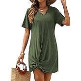 AI'MAGE Swimsuit Cover Ups for Women Short Sleeve Bathing Suit Coverup Casual Bikini Swimwear Beach Cover Up Dress S-XXL