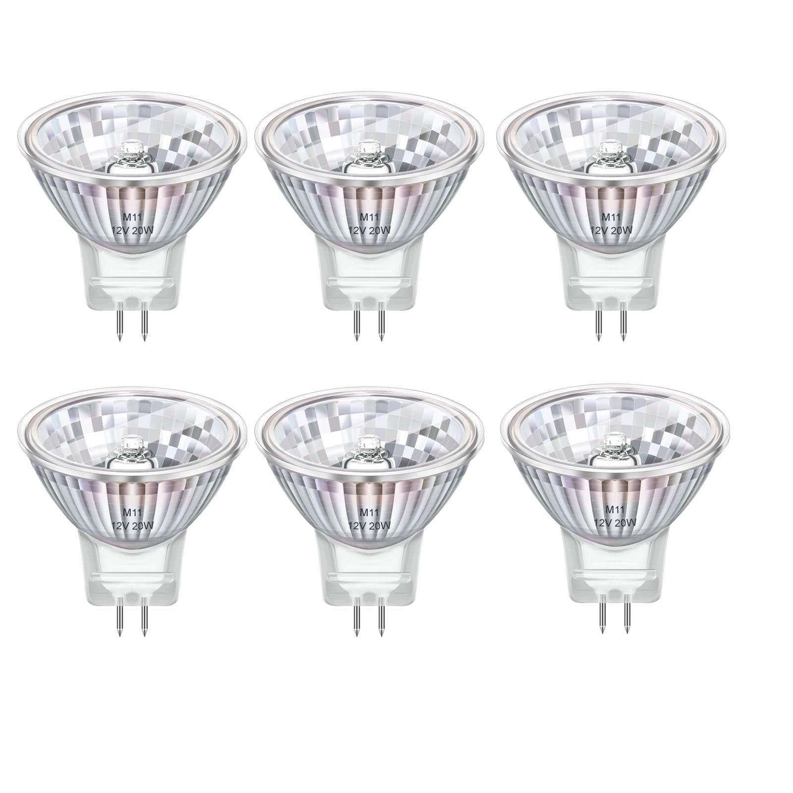 Blakapoo MR11 GU4 20W 12V Reflector Bulb Dimmable Spotliaht Bulbs 2 Pin Warm White2700K, 34 * 34.5mm,Fairy Spotlight Bulbs GU4 forRecessed GU4 Bathroom Ceiling Lights,Landscape Lighting, Pack of 6