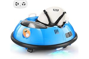 Hikole Bumper Car for Kids, 12V Toddler Bumper Car with Parent Remote, 360 Degree Spin, 5-Point Safety Belt, LED Lights & Horn, Gifts for Baby, Blue