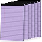 Ciphyfee 6pcs Small Note Pads, Purple Notepads 5x8 College Ruled Notebook, Writing Pads 5 x 8, Legal Pads, Pad Paper Perforate Notebooks for Work, Message, School, Office Supplies,30 Sheets/Pack