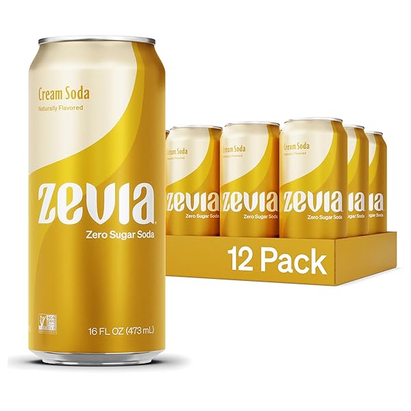 ZEVIA ZERO SUGAR SODA, CREAM SODA, 16 OZ...