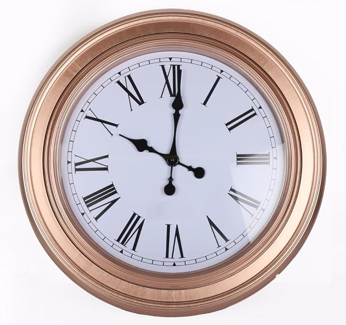 topfurnishing 60cm Rose Gold Copper Round Antique Style Roman Numeral