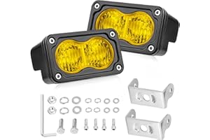 AKD Part Yellow LED Pods, 3 Inch Flood CREE LED Fog Lights 40W Yellow Small Chase Pod Lights Ditch Lights Off Road Driving Lights 2 Packs for Dirt Bike Motorcycle Truck UTV ATV SUV Surron