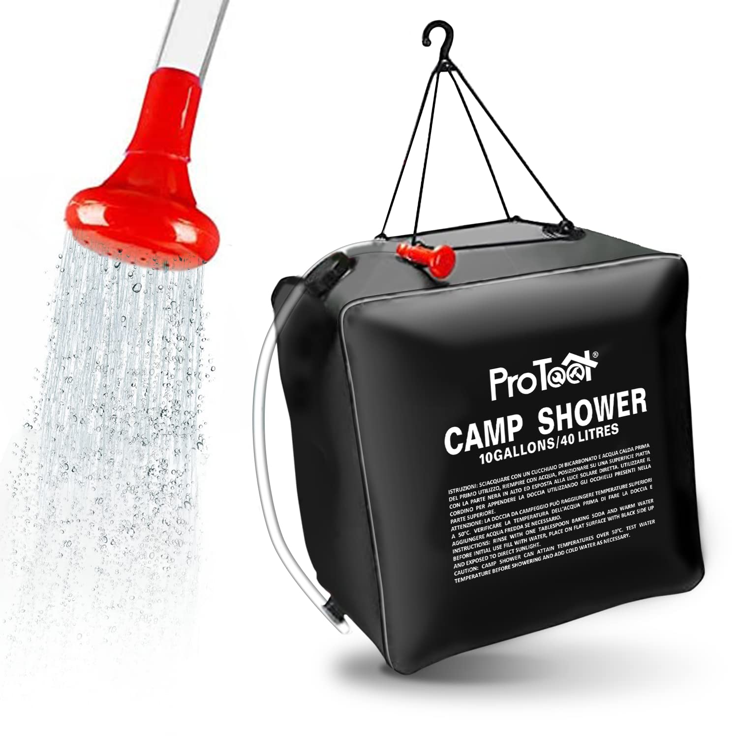 Camping Solar Shower Bag, 20L/40L Solar Heating Camping Bag Maxi, Portable Shower with Removable Tube and Shower Head for Camping, Hiking Hiking Hiking Outdoor Activities (40L)