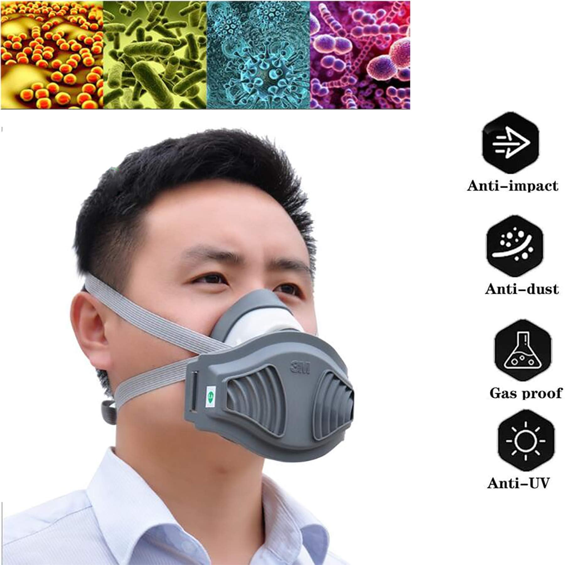 WFGZQ Half Mask, Anti-Gas Respirator Organic Carbon Mask Biological Gas Cartridge Protective Cartridge Protective Equipment, with Anti-Toxic Gas Function