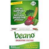 Beano Digestive Enzyme, Helps Prevent Gas &amp; Bloating, 30 Tablets | Food Enzyme Dietary Supplement, Preventive Gas Relief for Adults, When Eating Hard-To-Digest Foods
