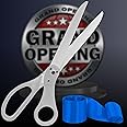 Grand Opening Ceremony Kit — 25" Giant Ribbon Cutting Scissors Silver and Royal Blue Satin Ribbon for Grand Openings Inaugurations Ceremonies & Special Events