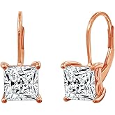 Amazon Essentials Sterling Silver Princess Cut Leverback Drop Earrings made with Infinite Elements Cubic Zirconia