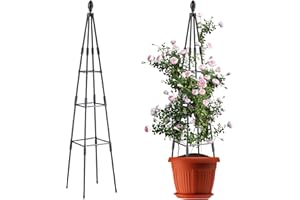 AlisisFores Obelisk Trellis for Climbing Plants Outdoor,5.2 Ft Garden Trellis for Potted Plants,Metal Trellis with Anti-Rust Coated for Potted Plants Indoor, Plant Support for Vegetables, Vines