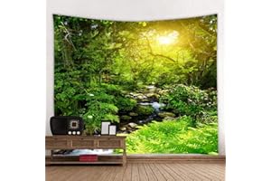 BOYOUTH Tapestry Wall Hanging,Creek in the Jungle Under the Sun Photos Digital Print Wall Tapestry Home Decor for Living Room