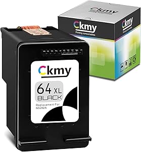 CKMY Remanufactured 64XL Ink Cartridge Replacement for HP 64 Showing Ink Level Used for Envy Photo 7800 7858 7155 7855 6255 6252 7158 7164 6222 7120 7130 Tango X Smart Tango Terra Printer (1 Black)