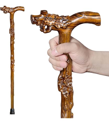 FYNJREX Gentleman's Walking Stick - Brass Compass Handle Foldable Wooden Cane