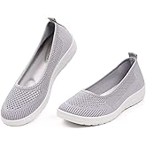 MUSSHOE Slip-on Womens Walking Shoes:Round Toe Mesh Sneakers:Comfortable Classic Casual Breathable Lightweight Loafers Flats for Mature Women Aged 30-60