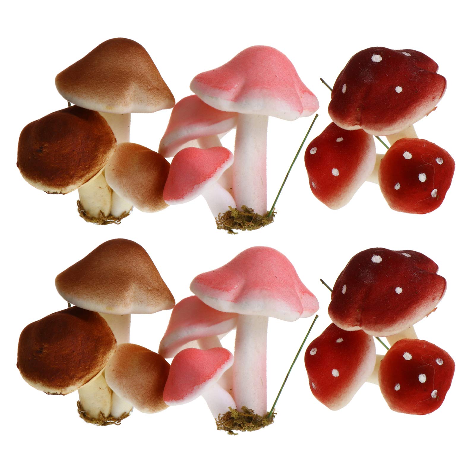 Healifty Simulated Mushroom Ornaments 6Pcs 3.15In Miniature Faux Mushrooms for Fairy Garden Micro Landscape Desktop Decoration and Party Props