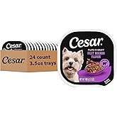 Cesar Filets in Gravy Wet Dog Food, Filet Mignon Flavor, 3.5 oz, 24 Count | Real beef, easy to digest, no fillers, no added sugar, no artificial flavors, slow-cooked tender texture, easy peel trays