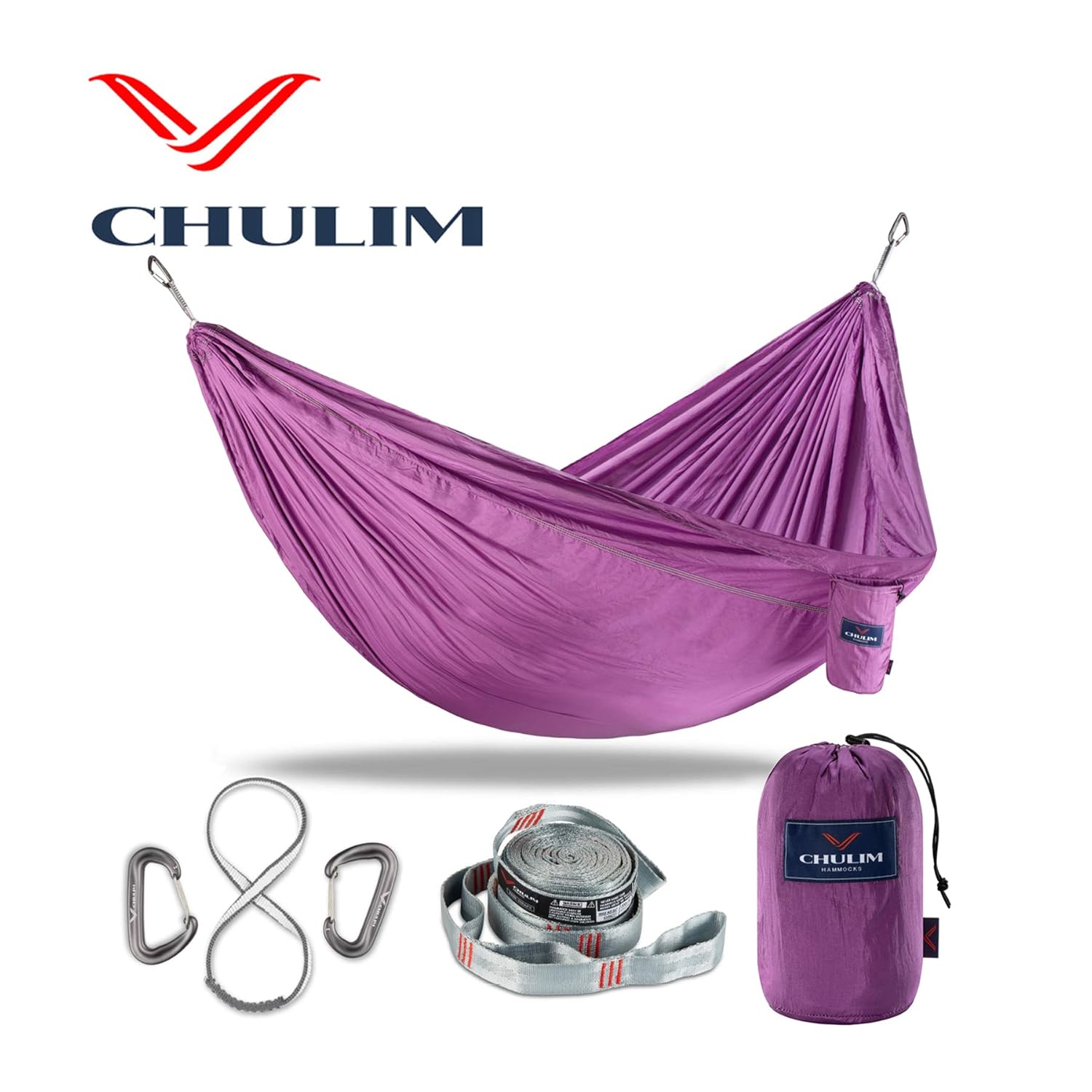 Best double outdoor parachute nylon hammock with mosquito net, red