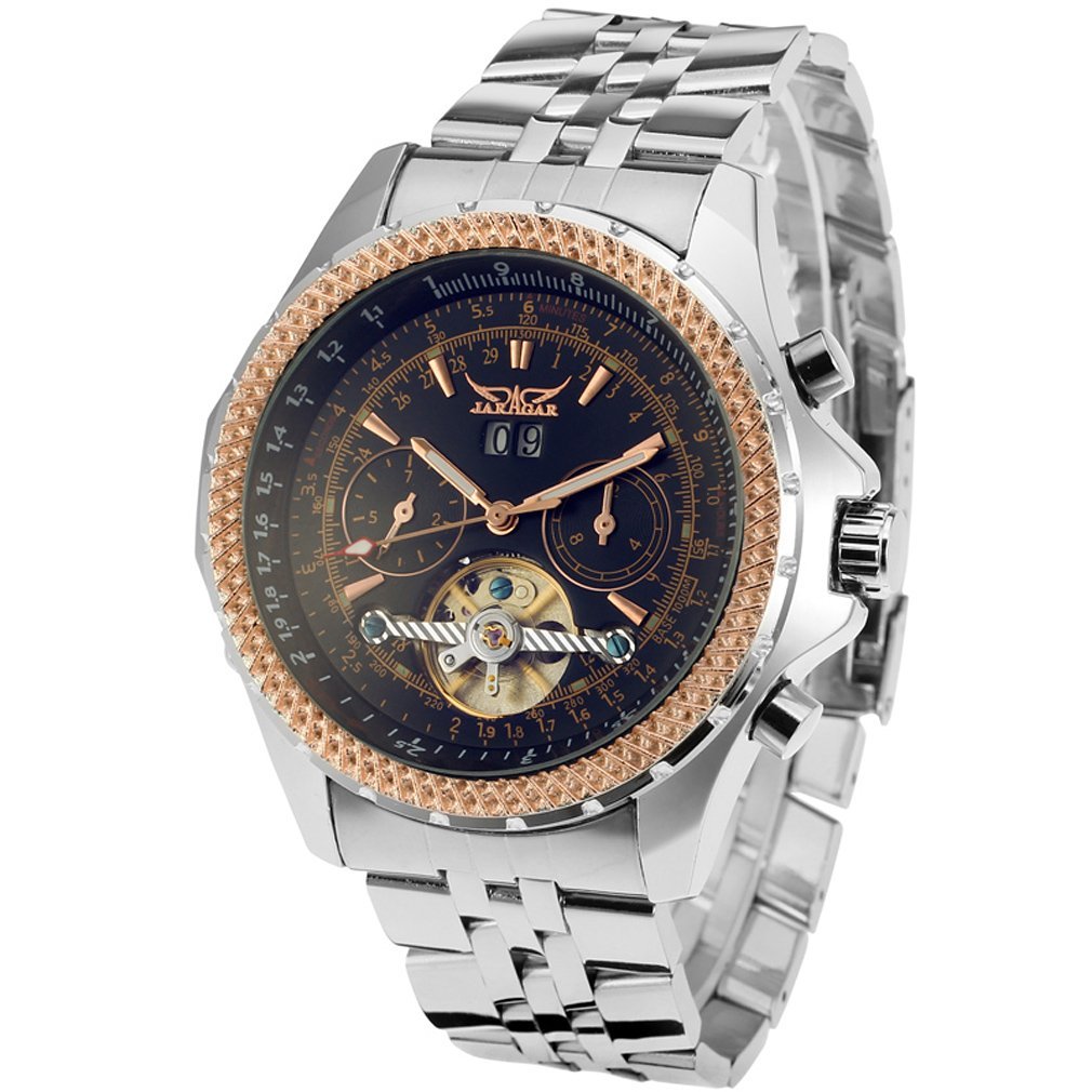 FORSINING Men's Special Design Automatic Analog Tourbillon Watch with Stainless Steel Bracelet