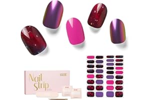 NAILOG Semi Cured Gel Nail Strips 34 pcs| Buy 2 Get 1 UV Lamp | Long Lasting Nail Polish Sticker Wraps with Glossy Gel Finish, Lost in Galaxy