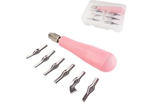 USEAMIE Linocut Carving Kit Tools Linoleum Cutter Assortment for Block Printing for DIY Sculpture Carpenter Experts & Beginners 6 Blades Universal Size Red