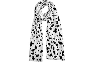 QIWCANM Men's Scarf Dalmatian Print Women's Fashion Scarf Black And White Animal Cow Skin Print Shawl Scarf Warm Winter Gift