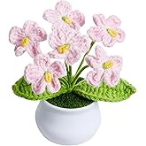 NUKAYAI Crochet Flowers Cute Light Pink Handmade Knitted Potted Flower Gifts for Women Teacher Coworkers Birthday Anniversary Valentines Decorationsfor Car Dashboard Home Room Office Desk Plants Decor