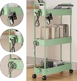 SOLEJAZZ 3-Tier Storage Trolley Cart Slim Rolling Utility Cart Green view 4