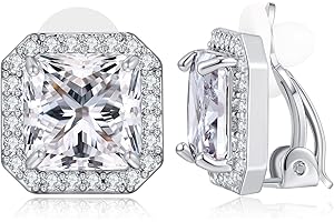 FAMARINE CZ Clip on Earrings for Women Clip Earring Non-pierced Earrings