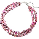 BULINLIN Boho Layered Shell Beaded Necklaces Handmade Colored Bead Choker Necklace Holiday Style Costume Jewelry for Women