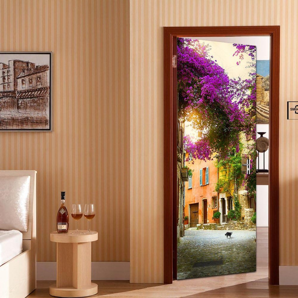 Rocwart 3D Door Mural Wallpaper for Living Room Kids Baby Children Removable Vinyl Garden House Wall Decal Art Home Decoration 30.3x78.7