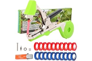 UCCOSSO Plant Tying Machine - Efficient Gardening Tool with Green Tape and Plant Tape Gun for Quick and Easy Vining of Tomatoes Peppers Cucumbers and More（Green）
