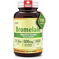Herba Bromelain Supplement 600mg – 180 Capsules | 2,400 GDU/g Max Potency | Powerful Digestive Enzymes for Women and Men | Ma