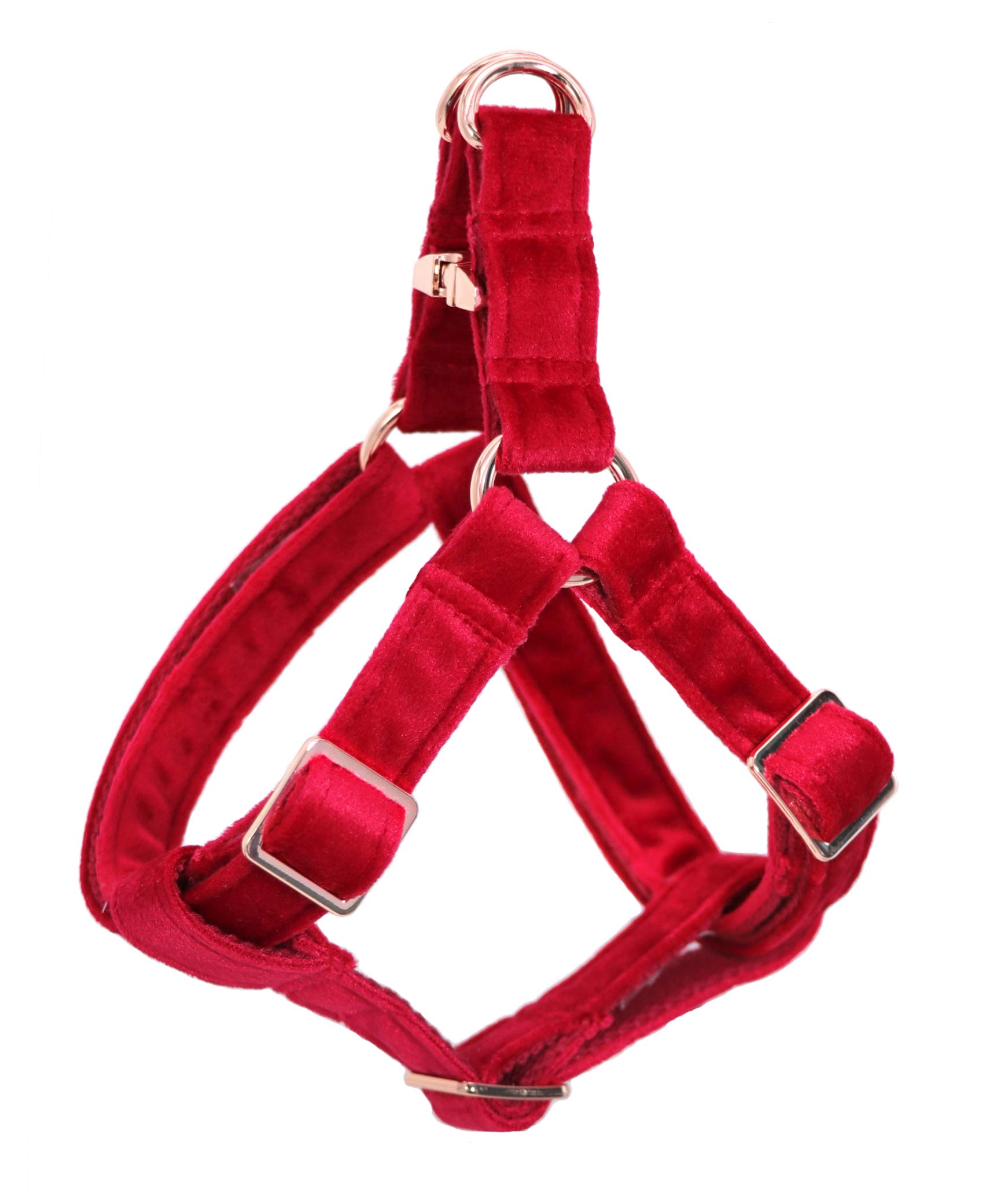 ARING PET Red Dog Harness, Soft and Comfortable Velvet Dog Harness with Adjustable Heavy Duty Metal Buckle for Boy and Girl Dogs, Large